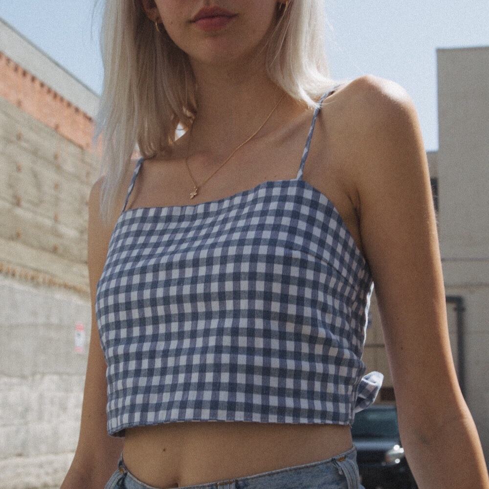 Brandy Melville Kimberley Blue White Gingham Tank
